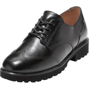 Cole Haan Women’s Geneen Lace-up Wingtip Oxfords(Black Leather)