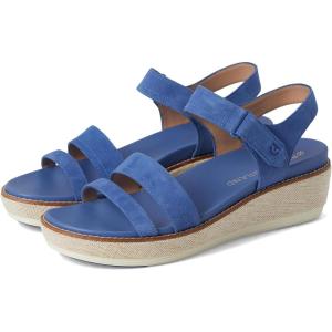 Cole Haan Women’s Original Peyton Flatforms Sandal(Blue Sde/Nat Cnvs)