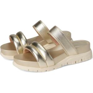 Cole Haan Women’s Zerogrand Double Band Slide Sandals(Soft Gold Talca/Ivory)