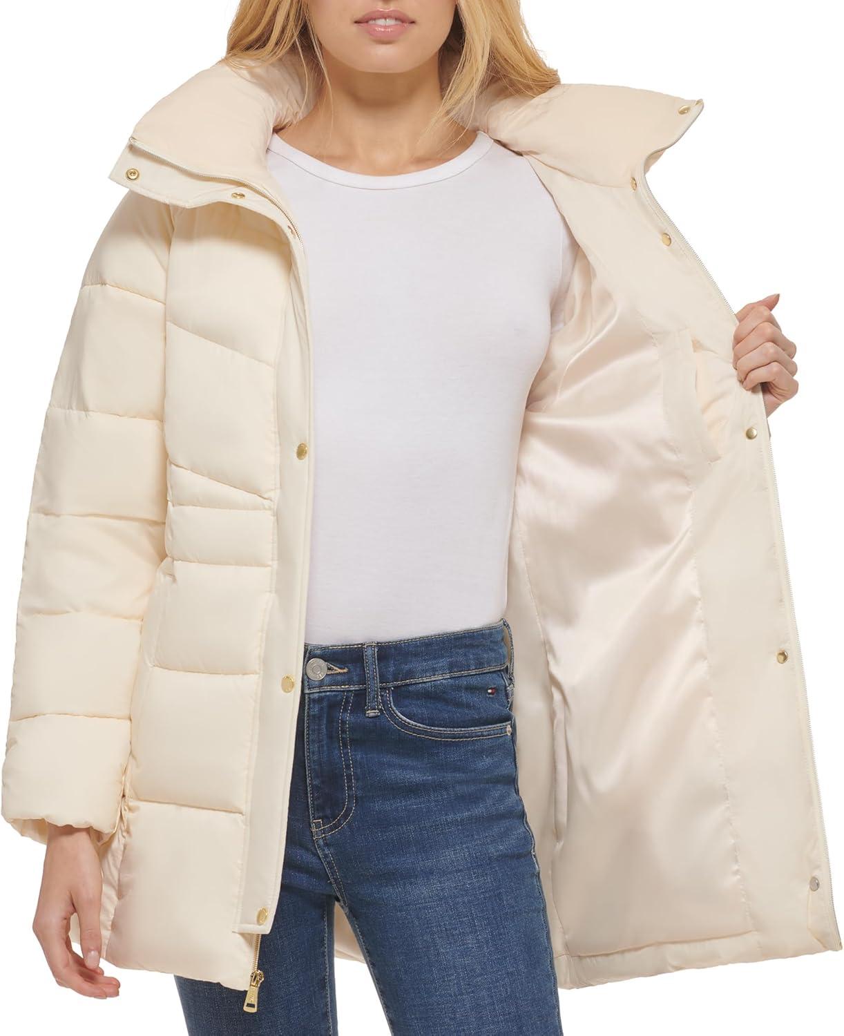 imageCole Haan Womens Belted Zipup JacketVanilla