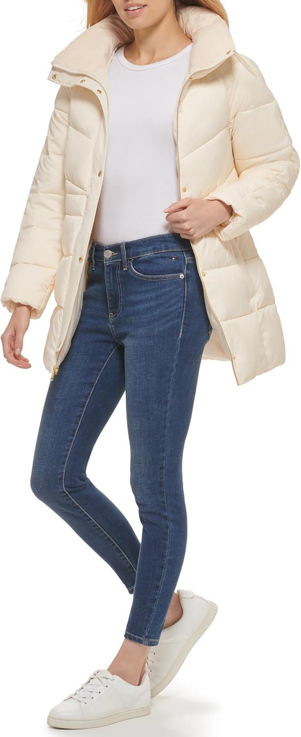 imageCole Haan Womens Belted Zipup JacketVanilla