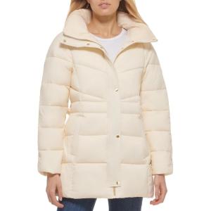 Cole Haan Womens Belted Zip-up Jacket(Vanilla)
