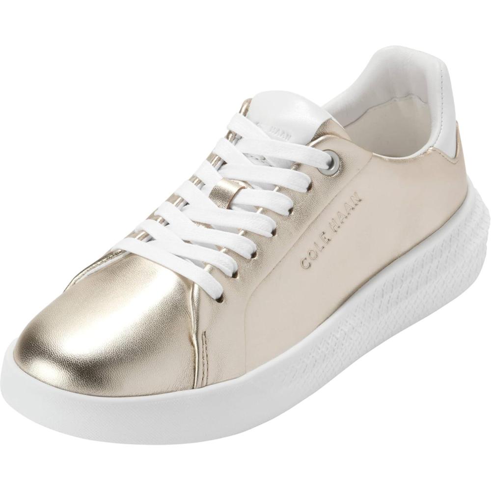 imageCole Haan Womens Grand Hurrion Cup LacetoToeGoldWhiteWhite