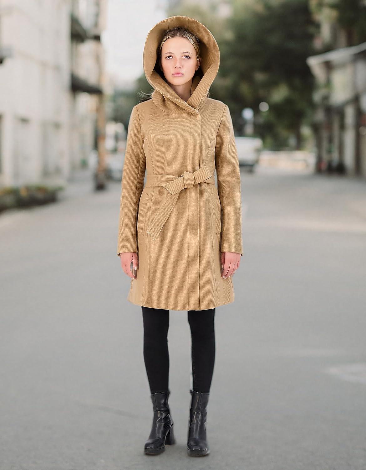 imageCole Haan Womens Asymmetric Belted CoatBeige