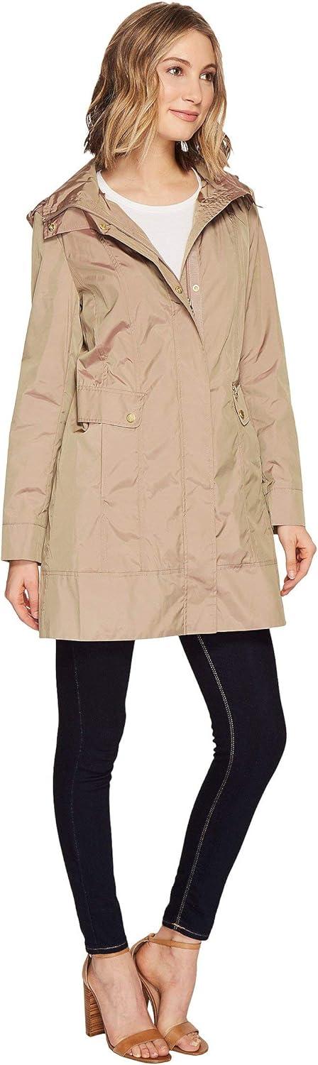 imageCole Haan Womens Back Bow Packable Hooded Rain JacketChampagne