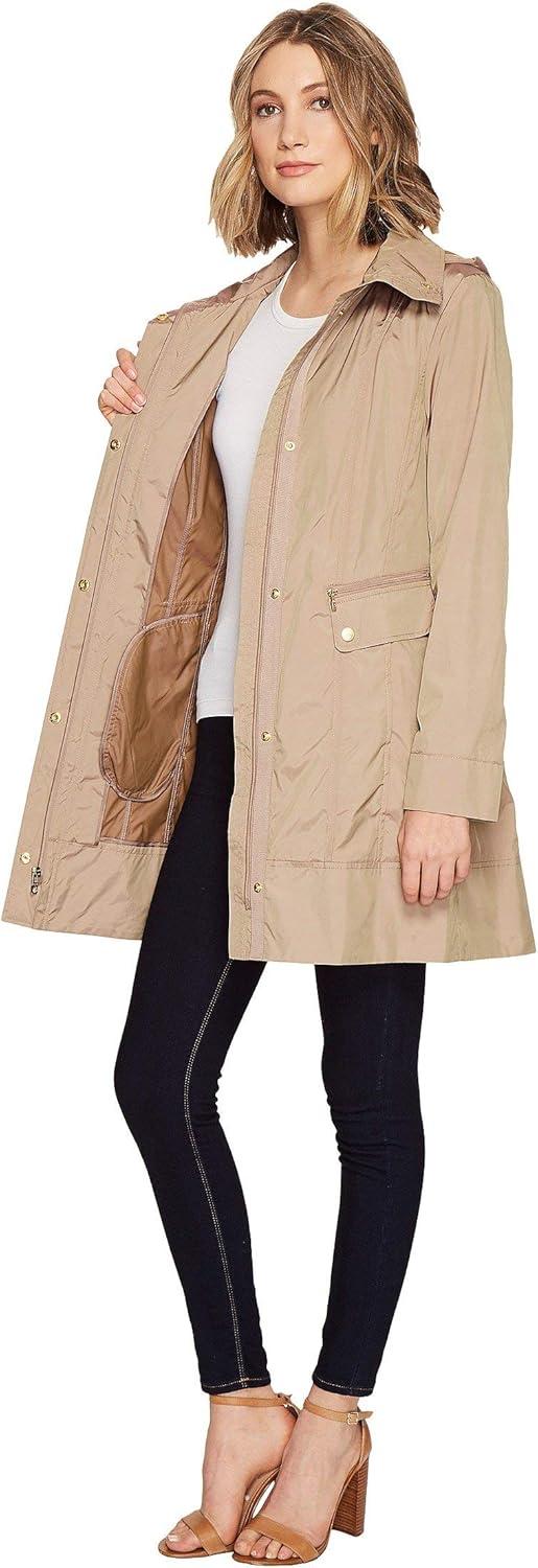imageCole Haan Womens Back Bow Packable Hooded Rain JacketChampagne