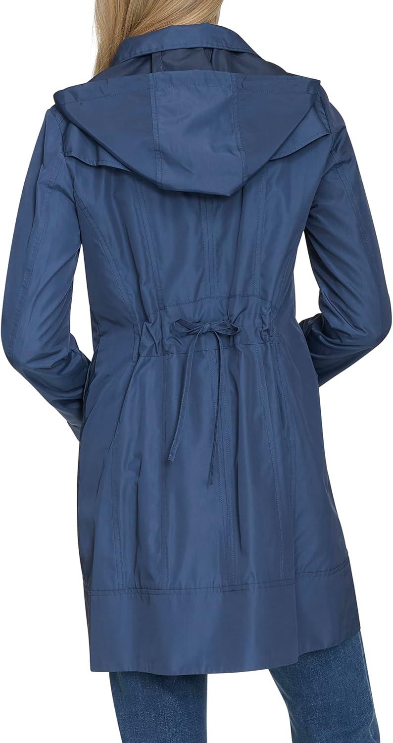 imageCole Haan Womens Back Bow Packable Hooded Rain JacketCoastal Blue