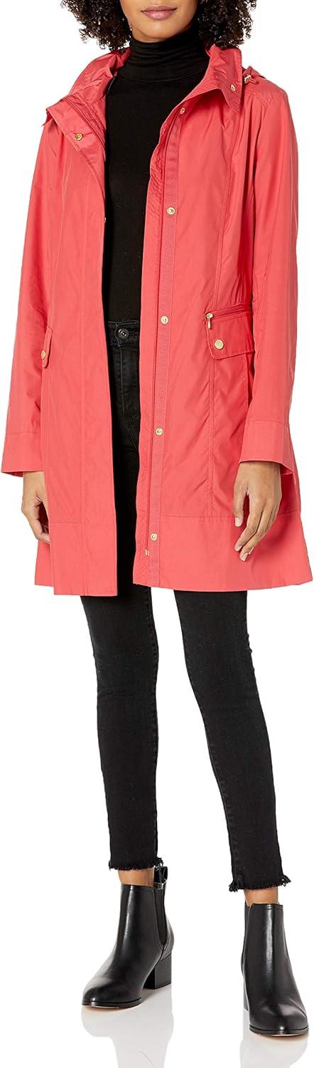 imageCole Haan Womens Back Bow Packable Hooded Rain JacketRed