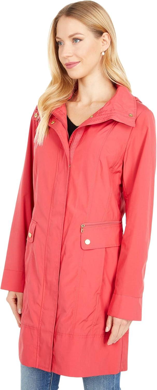 imageCole Haan Womens Back Bow Packable Hooded Rain JacketRed