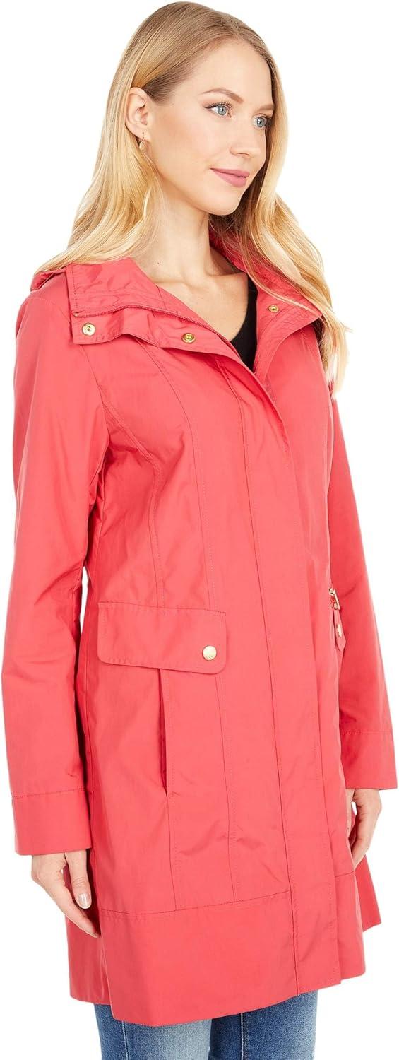 imageCole Haan Womens Back Bow Packable Hooded Rain JacketRed