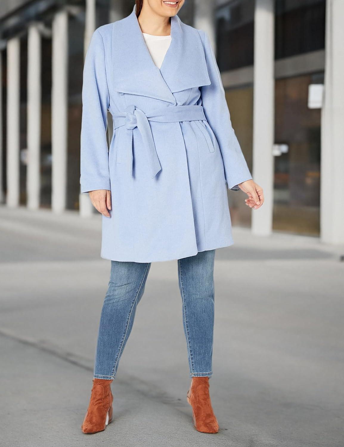 imageCole Haan Womens Belted Wool Classically Elegant Coat for YearRound StyleBelt Ice Blue