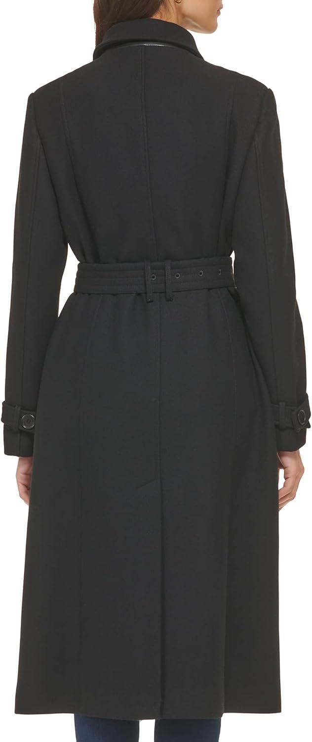 imageCole Haan Womens Flared Trench Slick Wool Coat Black 10