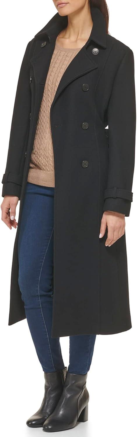 imageCole Haan Womens Flared Trench Slick Wool Coat Black 10