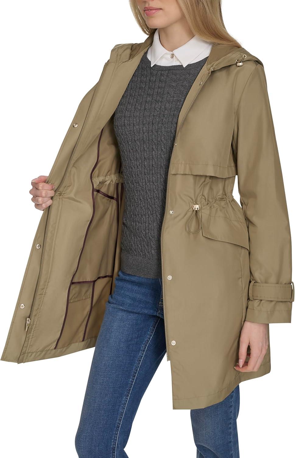 imageCole Haan Womens Travel Packable Casual Trench Style Parka JacketSage