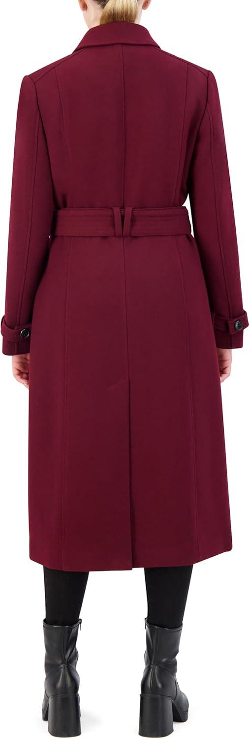 imageCole Haan womens Flared Trench Slick Wool CoatBordeaux