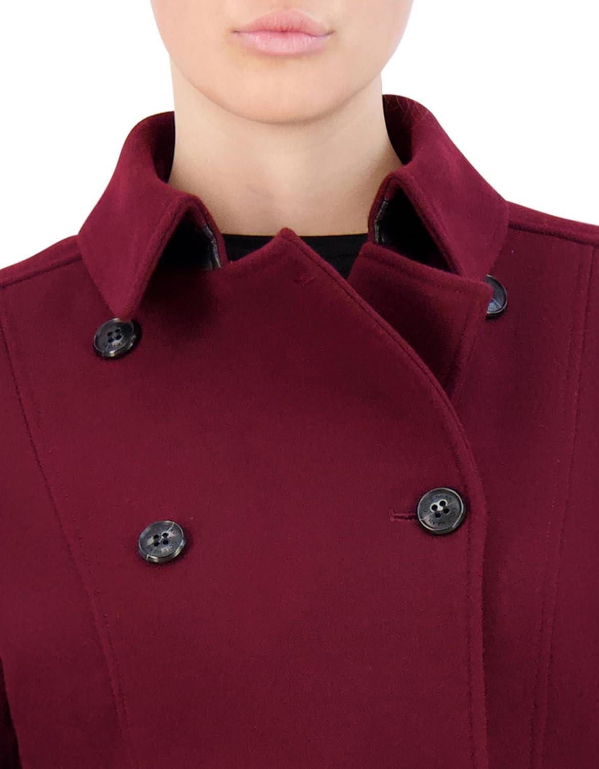 imageCole Haan womens Flared Trench Slick Wool CoatBordeaux