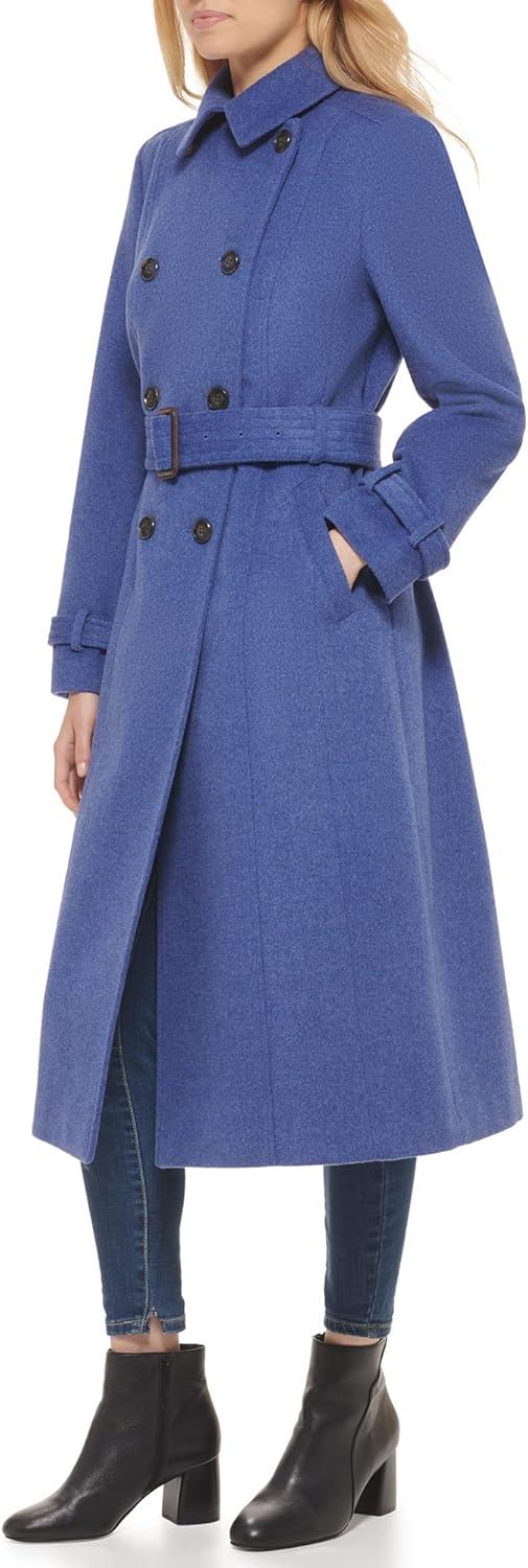 imageCole Haan womens Flared Trench Slick Wool CoatDenim