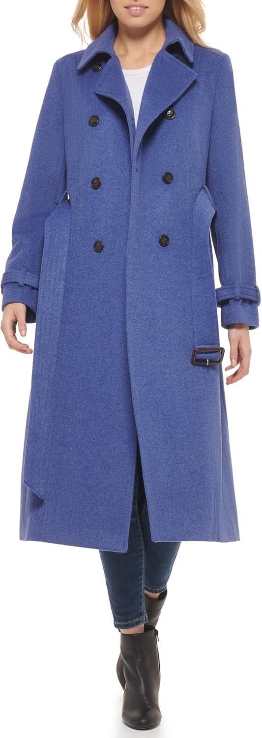 imageCole Haan womens Flared Trench Slick Wool CoatDenim