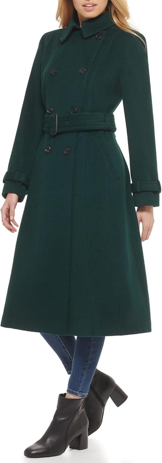 imageCole Haan womens Flared Trench Slick Wool CoatForest