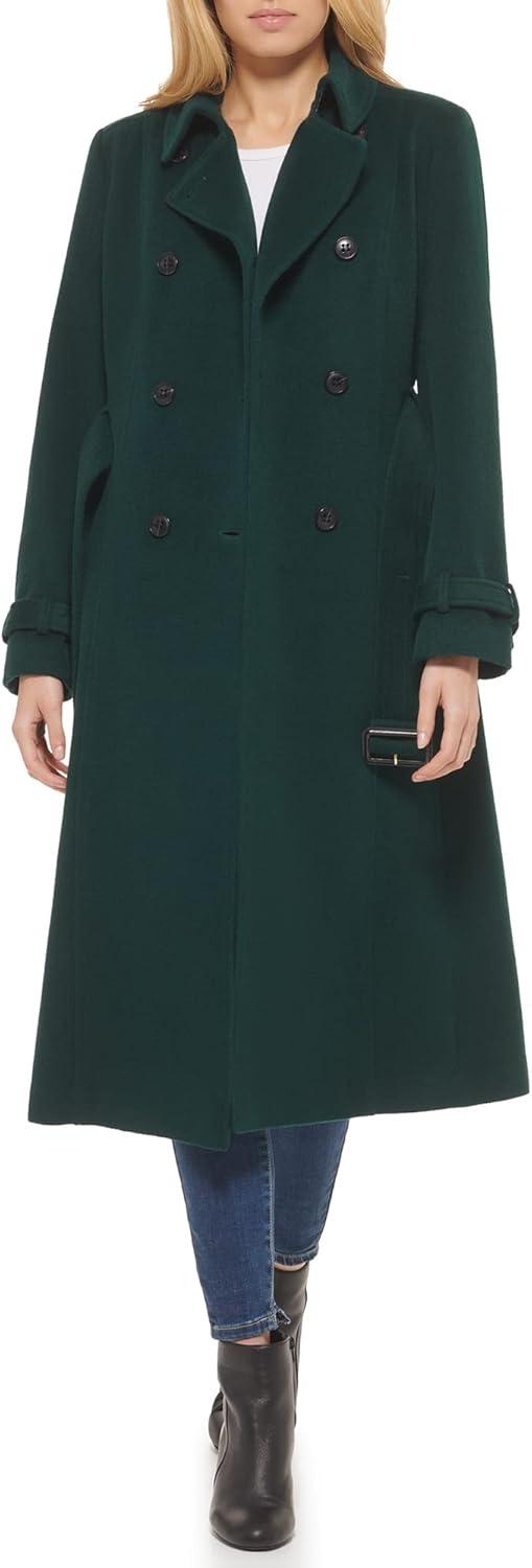 imageCole Haan womens Flared Trench Slick Wool CoatForest