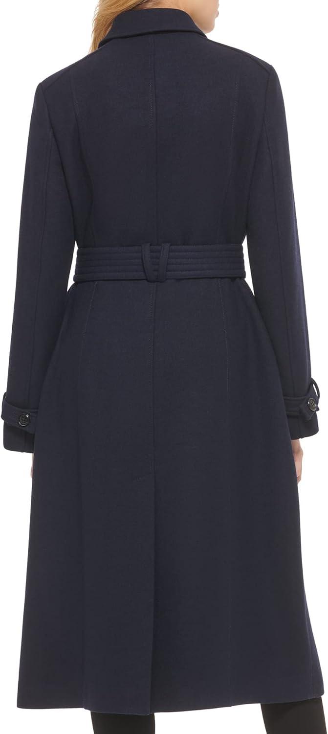 imageCole Haan womens Flared Trench Slick Wool CoatNavy