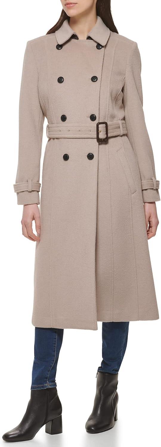 imageCole Haan womens Flared Trench Slick Wool CoatStone
