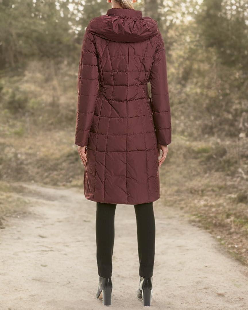 imageCole Haan womens Long Quilted Puffer Coat Down JacketMerlot