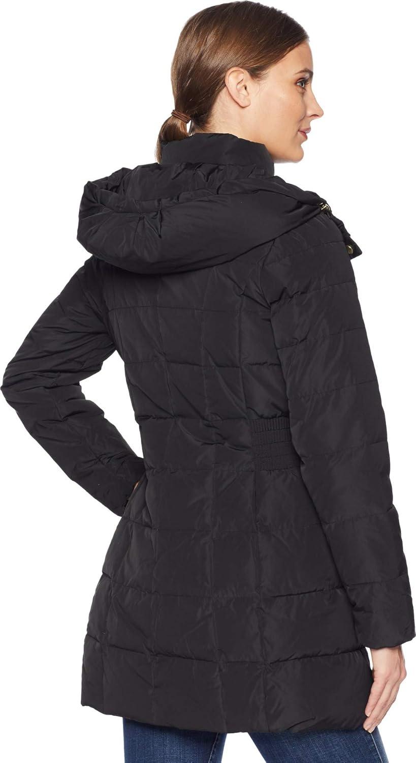 imageCole Haan womens Taffeta Down Coat With Bib Front and Dramatic HoodBlack