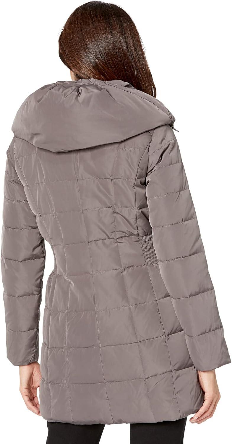 imageCole Haan womens Taffeta Down Coat With Bib Front and Dramatic HoodCarbon