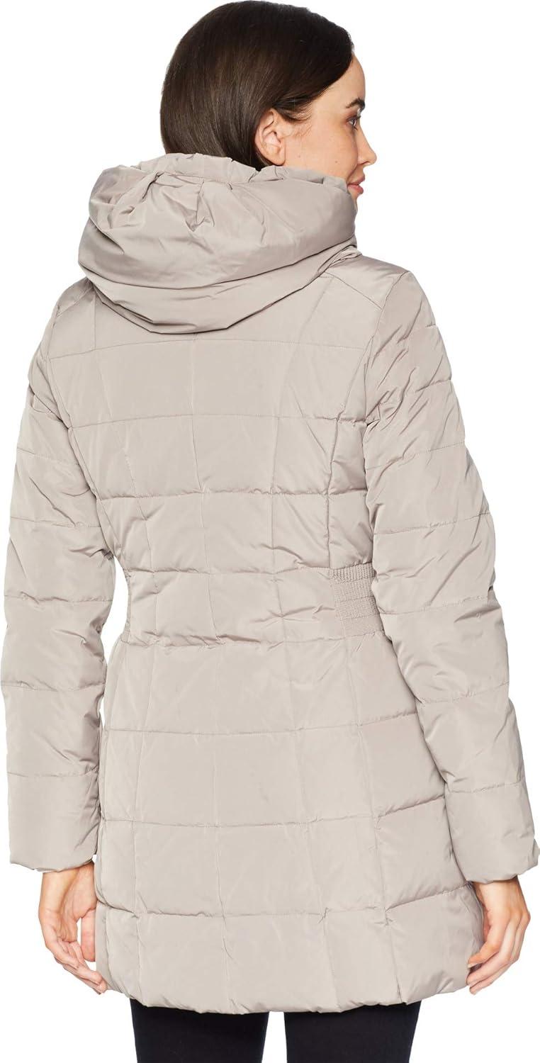 imageCole Haan womens Taffeta Down Coat With Bib Front and Dramatic HoodCashew