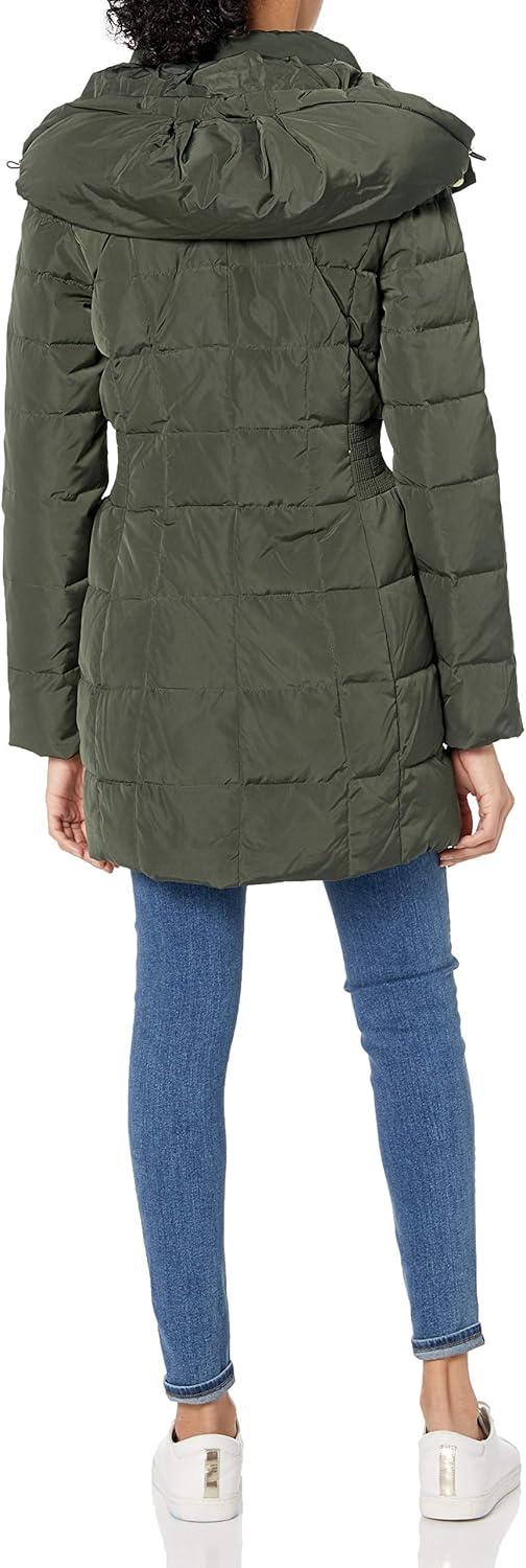 imageCole Haan womens Taffeta Down Coat With Bib Front and Dramatic HoodForest