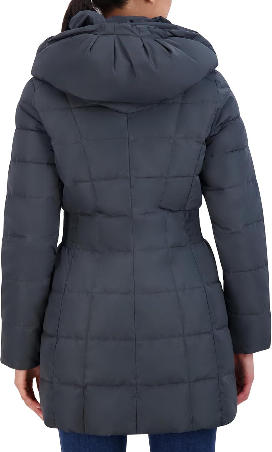 imageCole Haan womens Taffeta Down Coat With Bib Front and Dramatic HoodGraphite