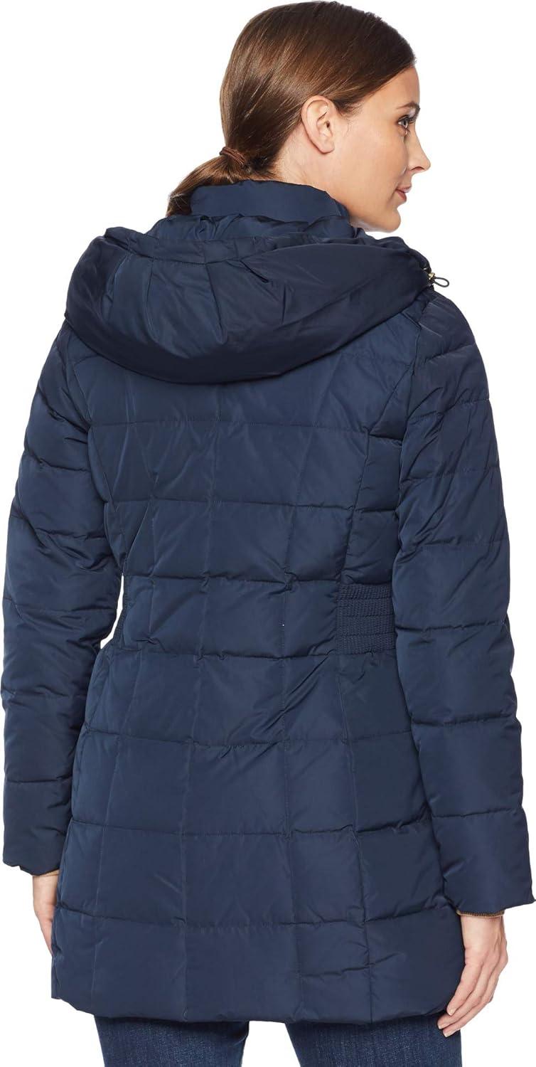 imageCole Haan womens Taffeta Down Coat With Bib Front and Dramatic HoodNavy