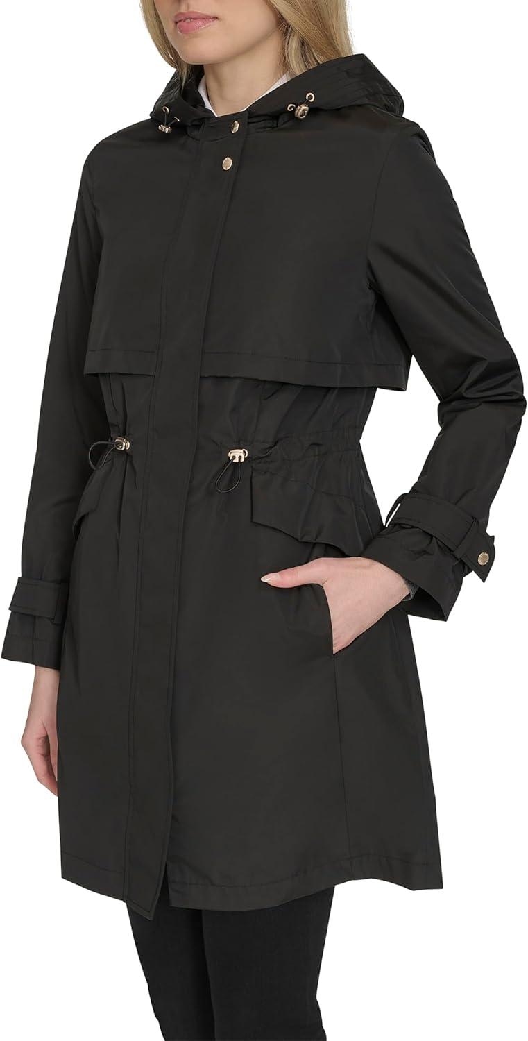 imageCole Haan womens Travel Packable Casual Trench Style Parka JacketBlack
