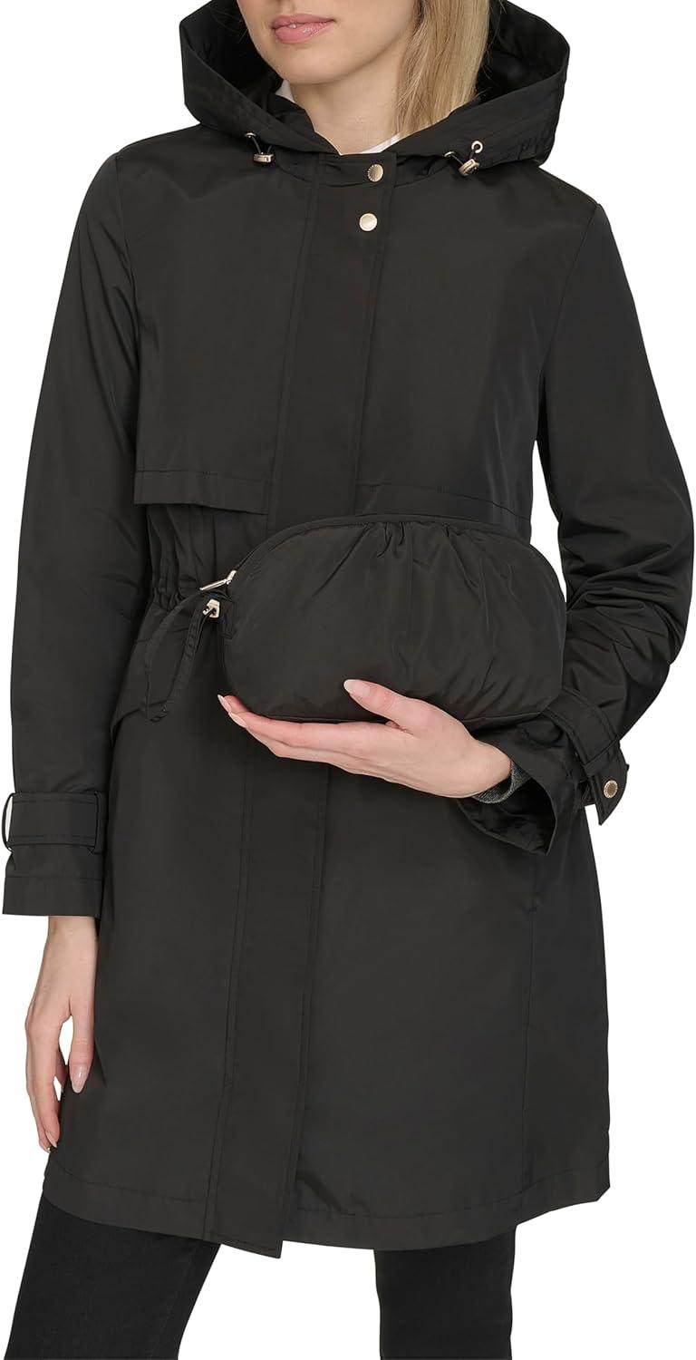 imageCole Haan womens Travel Packable Casual Trench Style Parka JacketBlack