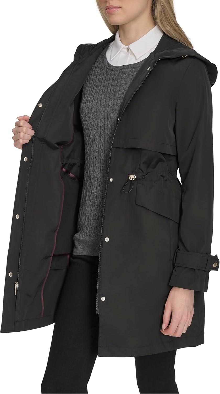 imageCole Haan womens Travel Packable Casual Trench Style Parka JacketBlack