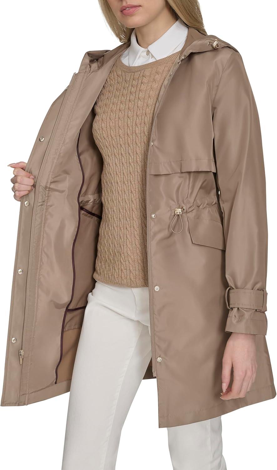 imageCole Haan womens Travel Packable Casual Trench Style Parka JacketChampagne