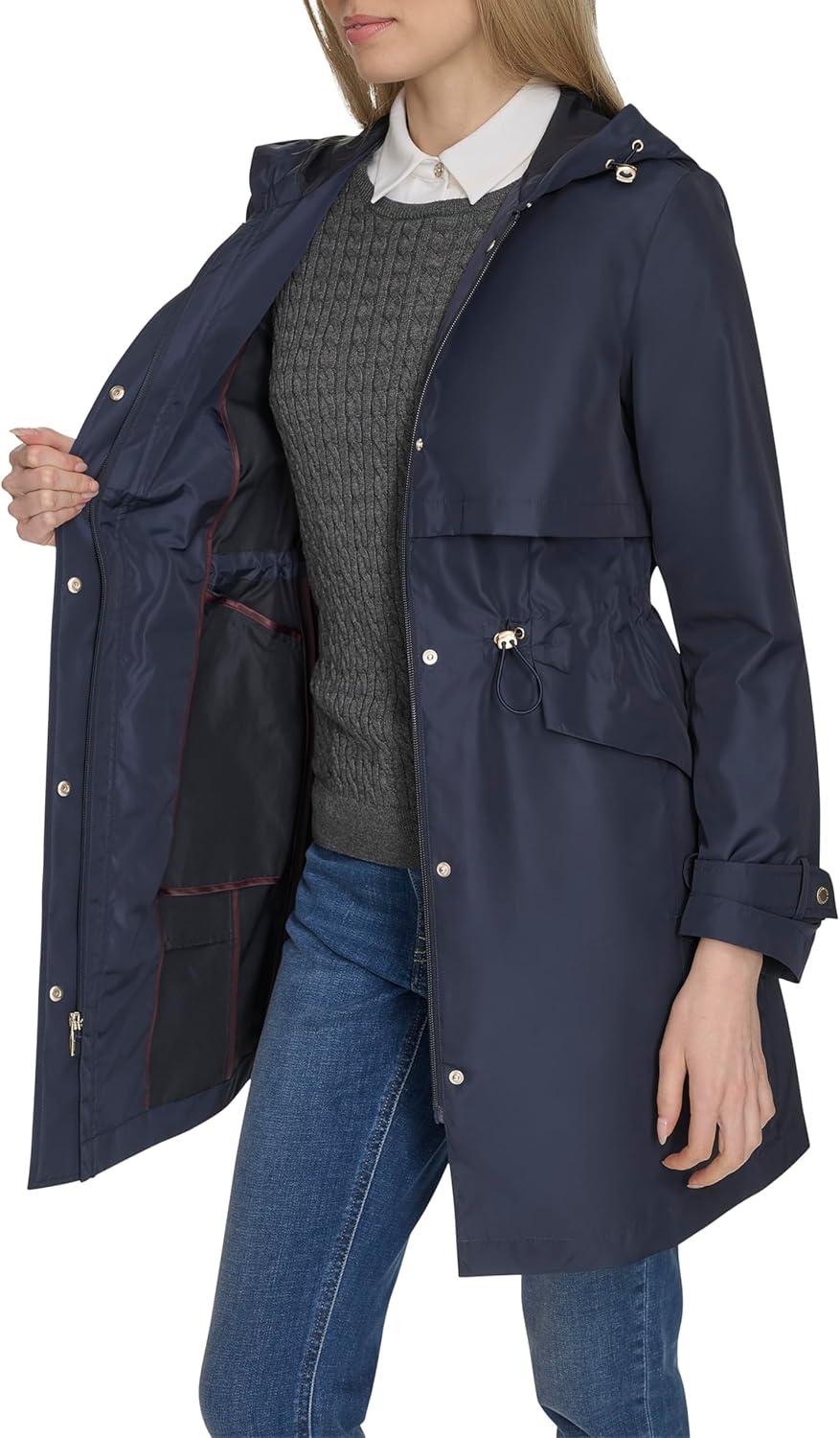 imageCole Haan womens Travel Packable Casual Trench Style Parka JacketIndigo