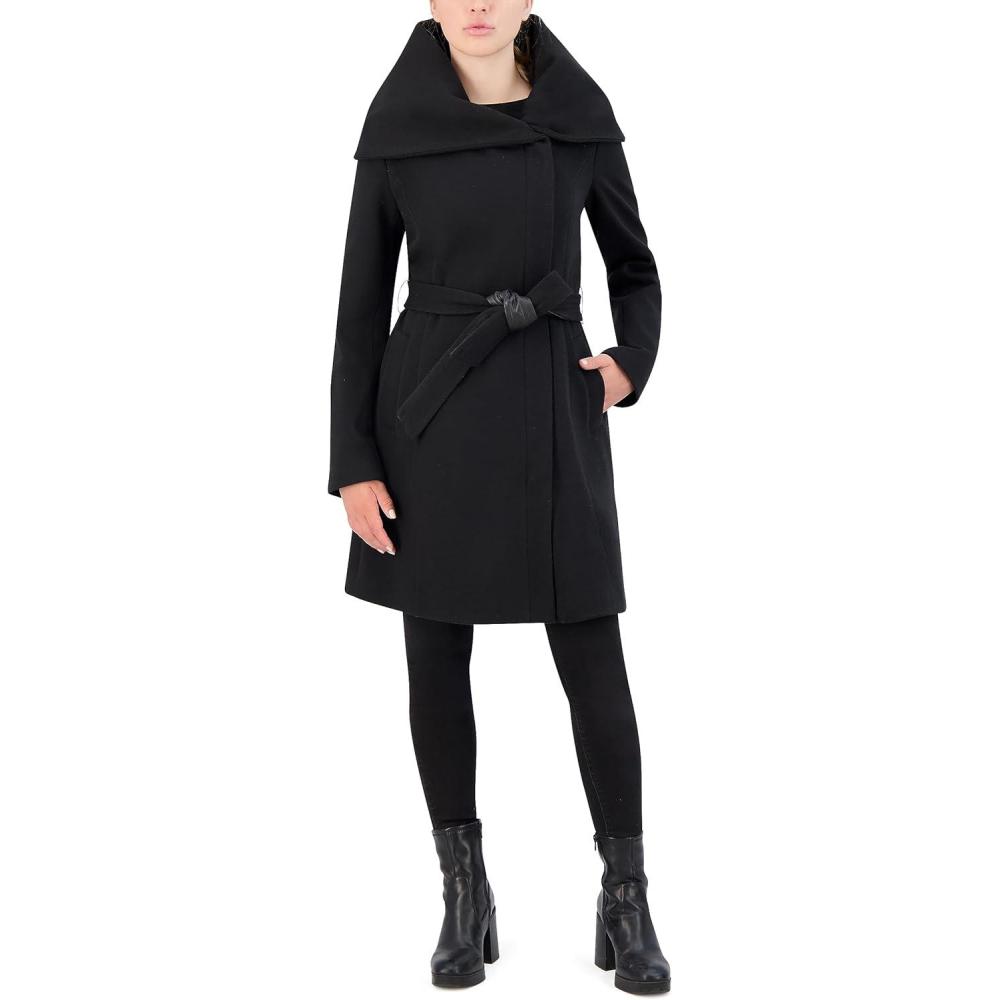 imageCole Haan Womens Asymmetric Belted CoatBlack