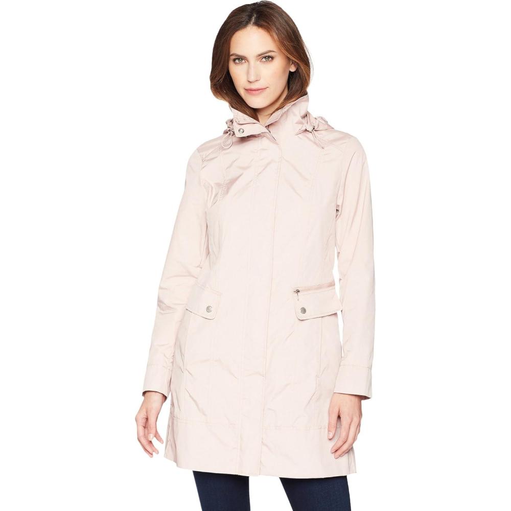 imageCole Haan Womens Back Bow Packable Hooded Rain JacketCanyon Rose