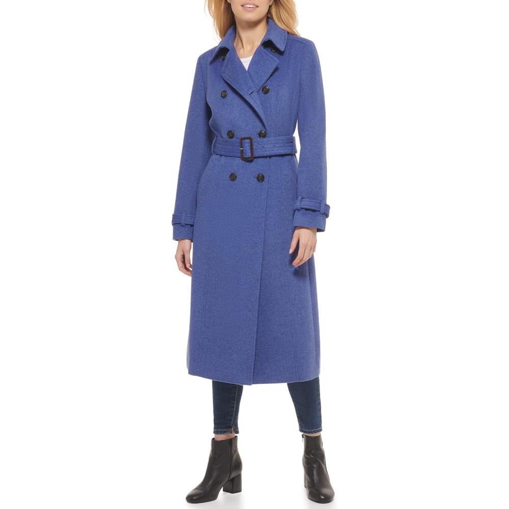 imageCole Haan womens Flared Trench Slick Wool CoatDenim