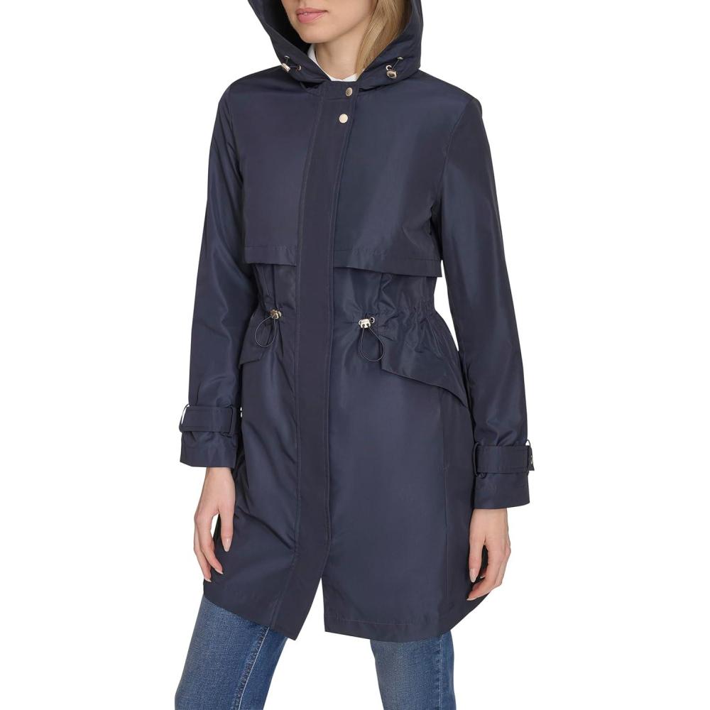 imageCole Haan womens Travel Packable Casual Trench Style Parka JacketIndigo