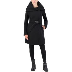 Cole Haan Womens Asymmetric Belted Coat(Black)