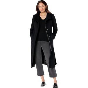 Cole Haan Womens Long Sleeve Formal Slick Wool Zip Up Coat(Fuschia)