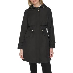Cole Haan womens Travel Packable Casual Trench Style Parka Jacket(Black)