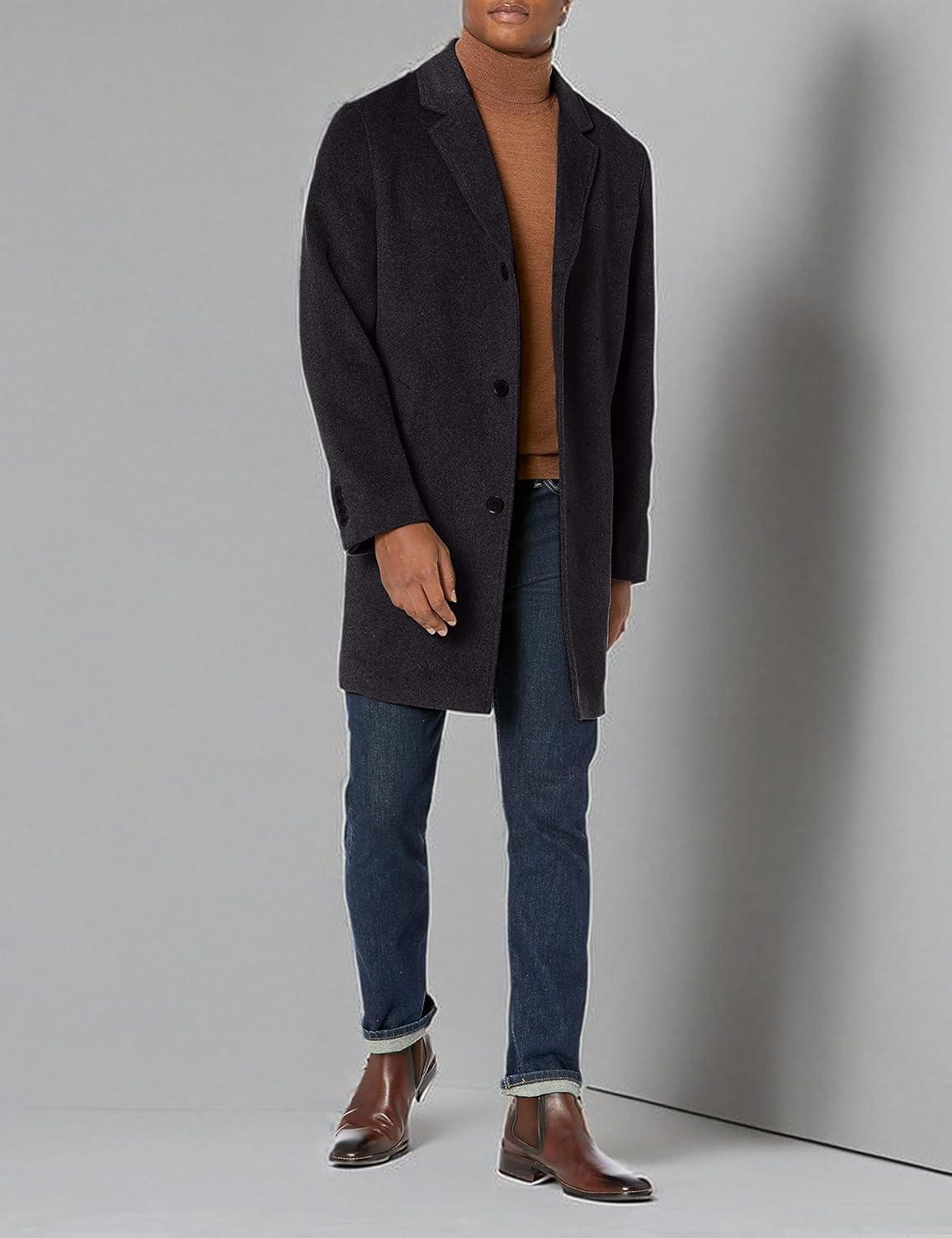 imageCole Haan mens Wool Plus Topper Button Front CoatDark Heather Grey