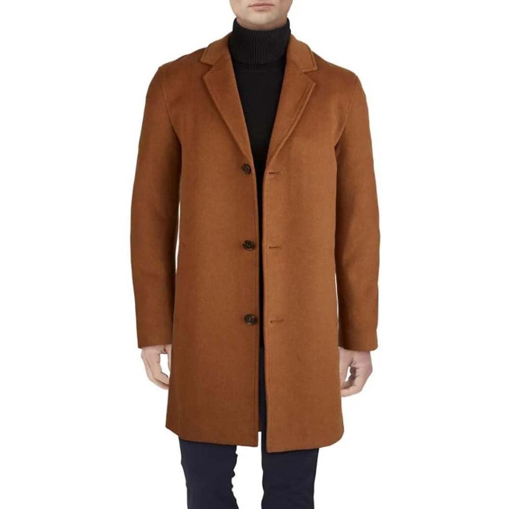 imageCole Haan mens Wool Plus Topper Button Front CoatCamel
