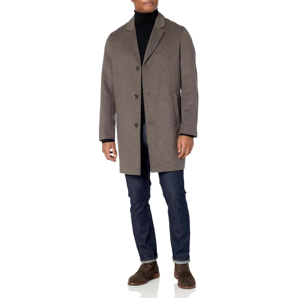 imageCole Haan mens Wool Plus Topper Button Front CoatTruffle