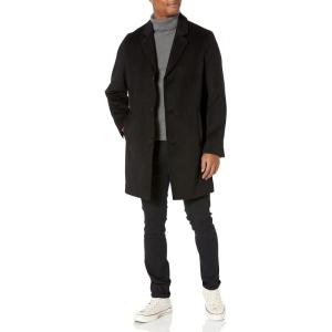 Cole Haan mens Wool Plus Topper Button Front Coat(Black)