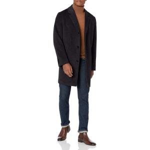 Cole Haan mens Wool Plus Topper Button Front Coat(Dark Heather Grey)